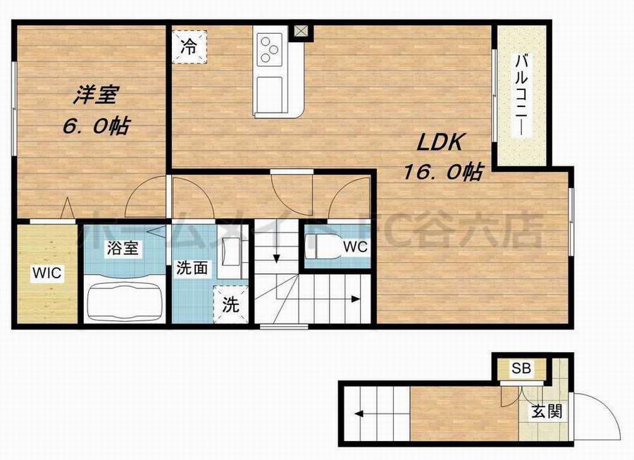 プレベール小路東(1LDK/2階)の間取り写真