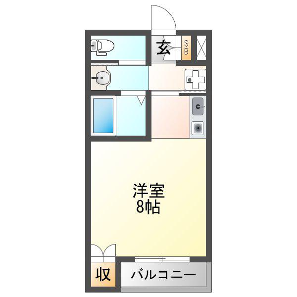 プルス新北野(ワンルーム/2階)の間取り写真