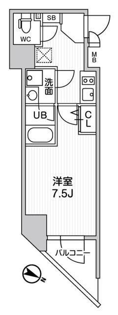 オルタナ北品川(1K/5階)の間取り写真
