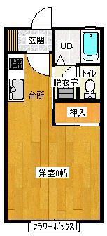 アリーナ大宮A(ワンルーム/2階)の間取り写真