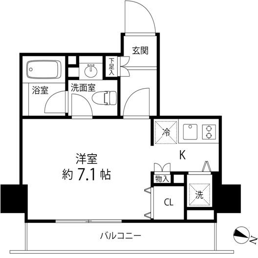 麻布十番レジデンス(ワンルーム/8階)の間取り写真