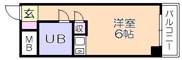 オーハシビル(ワンルーム/6階)の間取り写真
