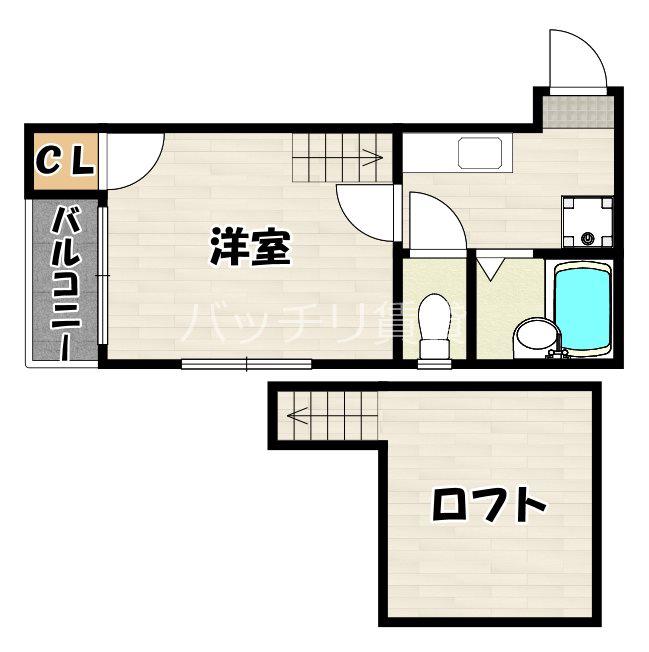 ハイツ博多駅南(1K/1階)の間取り写真