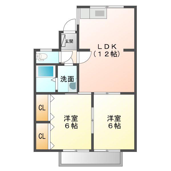 サンハイム(2LDK/1階)の間取り写真