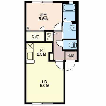 グリーンハイツ(1LDK/2階)の間取り写真