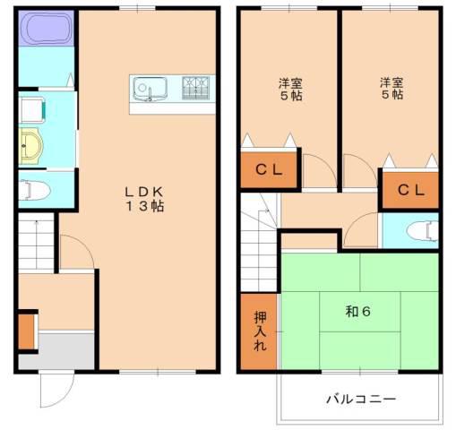 バレーパイン宗像(3LDK/1階)の間取り写真
