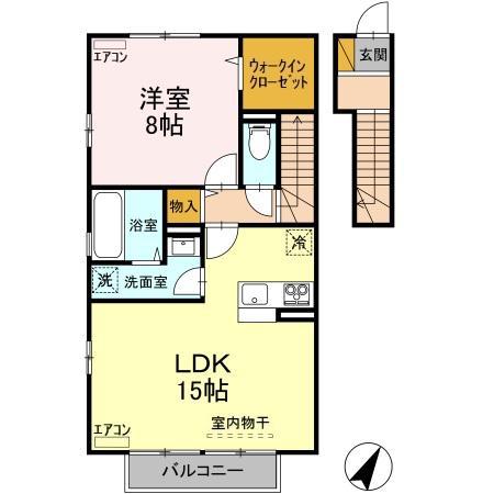 エスポワール(1LDK/2階)の間取り写真