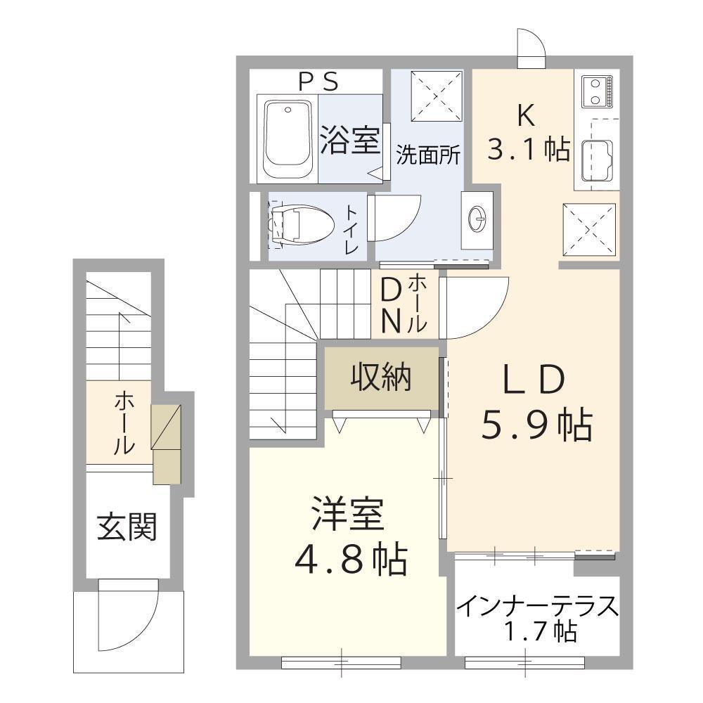 ダイヤ117下条(1LDK/2階)の間取り写真