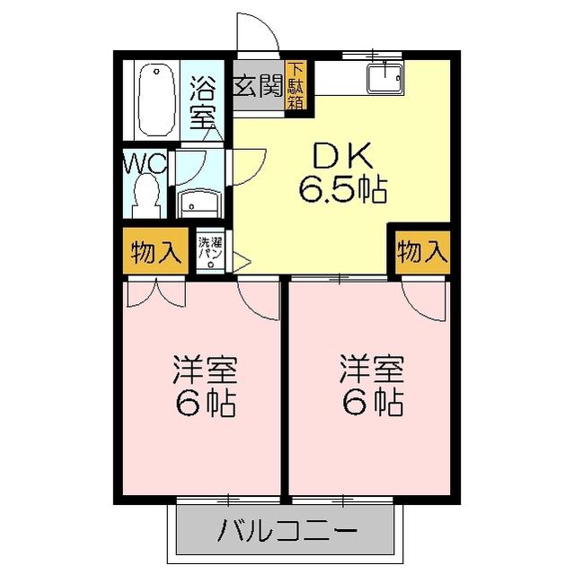 エレンシア21(2DK/2階)の間取り写真