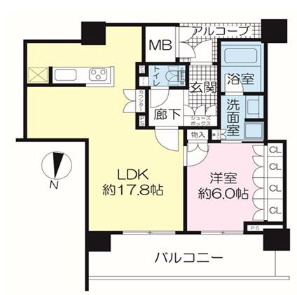 なんばグランドマスターズタワー(1LDK/25階)の間取り写真
