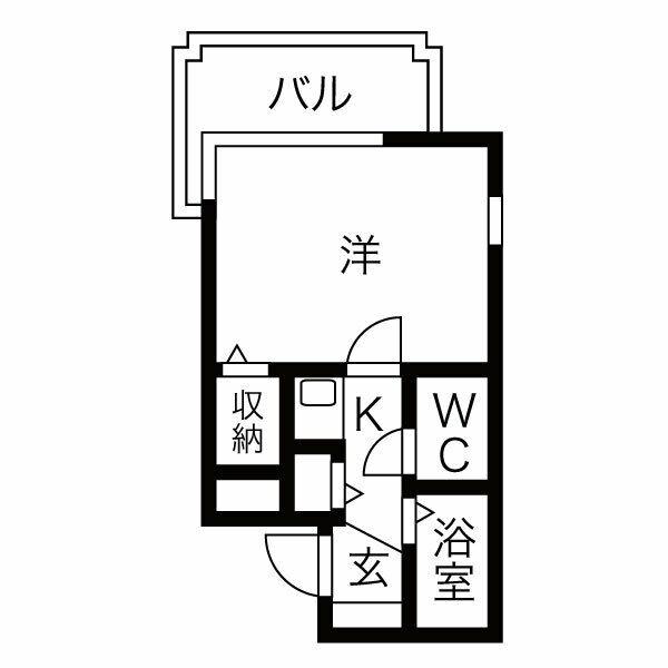モントーレ六本松(1K/2階)の間取り写真