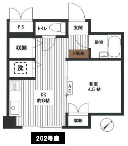 アペックス赤門町(1DK/2階)の間取り写真