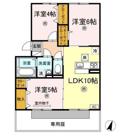 アンジュエ(3LDK/1階)の間取り写真