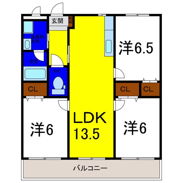 メゾンロワイヤル(3LDK/1階)の間取り写真