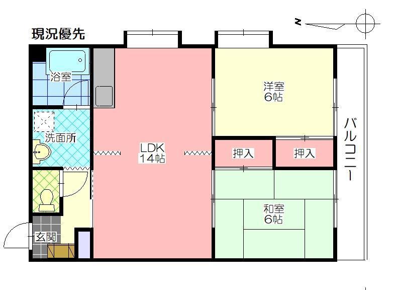 YUAIビル(2LDK/3階)の間取り写真
