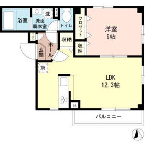 グランドハイム栄町(1LDK/3階)の間取り写真