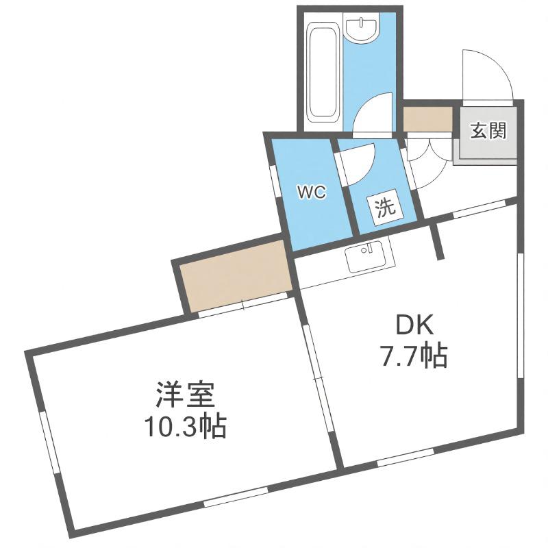 シークエンス620C(1DK/4階)の間取り写真