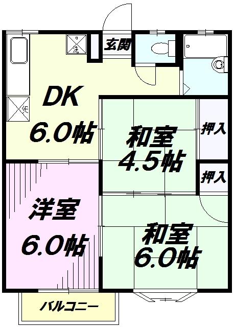 コートドゥリビエール(3DK/1階)の間取り写真