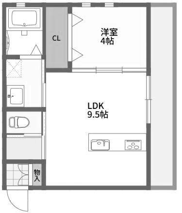 ウエスト明石(1LDK/3階)の間取り写真
