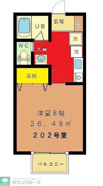 メゾンアサヒI(1K/2階)の間取り写真