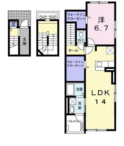 グランデ フィオーレ 虹ケ浜 1LDKHT2W(1LDK/3階)の間取り写真