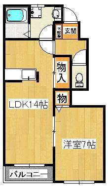 ブリーズ東海神(1LDK/1階)の間取り写真