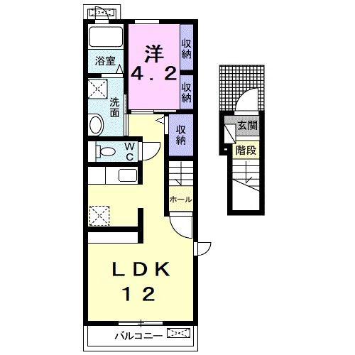 リバティー半崎(1LDK/2階)の間取り写真
