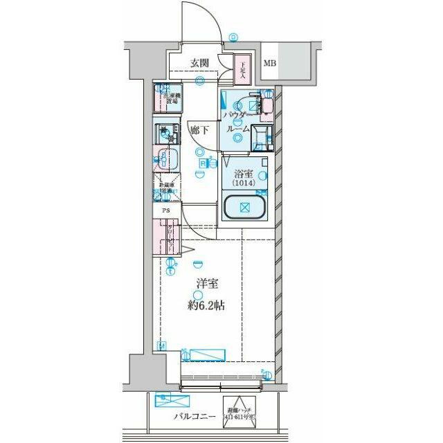 GENOVIA南鳩ヶ谷(1K/2階)の間取り写真