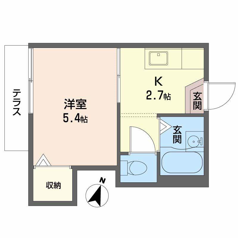 エルハミール(1K/1階)の間取り写真