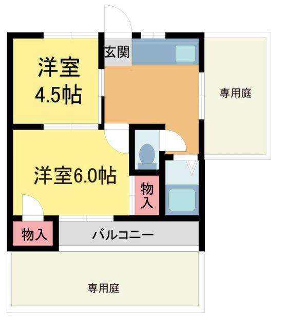 ハイツ桜台(2K/1階)の間取り写真