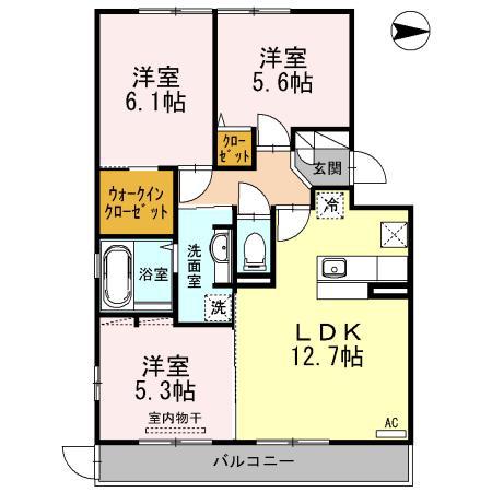 リバーフロント鴨川(3LDK/1階)の間取り写真