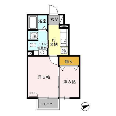 アビタシオン児桜(2K/1階)の間取り写真