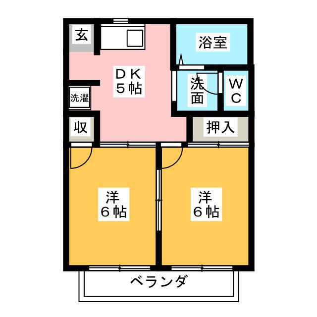 ルミエール(2DK/1階)の間取り写真