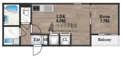 D PORTA ALEGRIA(1LDK/3階)の間取り写真