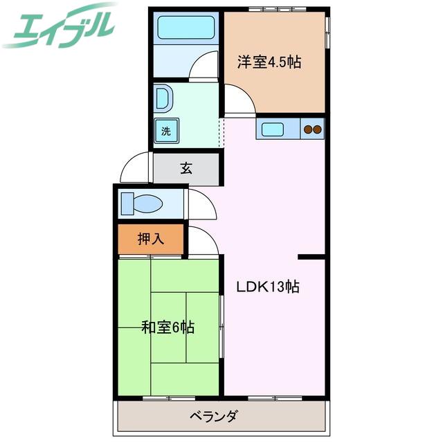 ルフランパレス(2LDK/2階)の間取り写真