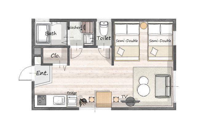 COCOBNB DAIKOKUCHO NAMBA OSAKA(1LDK/5階)の間取り写真