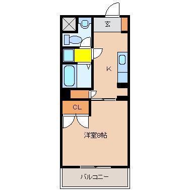 ANマンション(1K/4階)の間取り写真