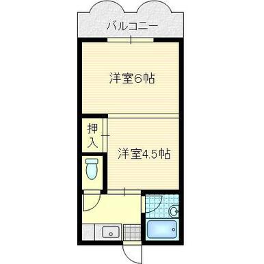 西原シティマンション(2K/2階)の間取り写真