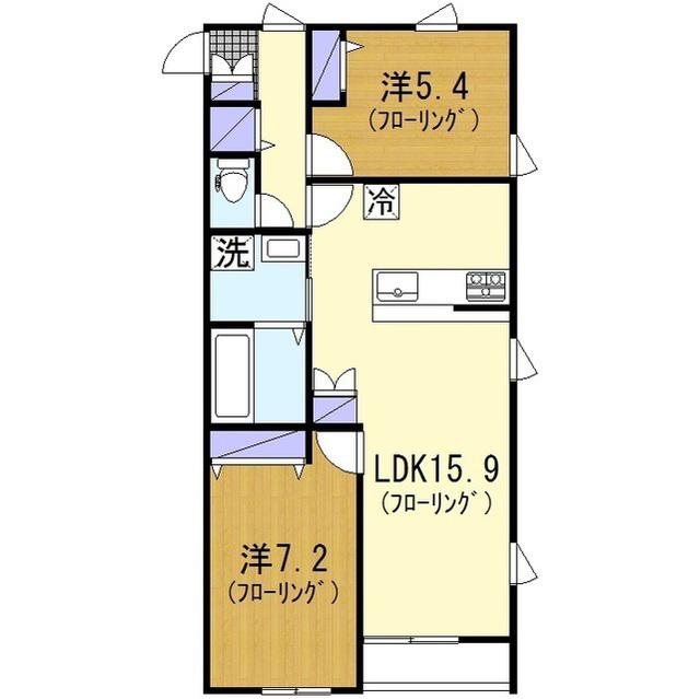 ウィスタリア(2LDK/2階)の間取り写真