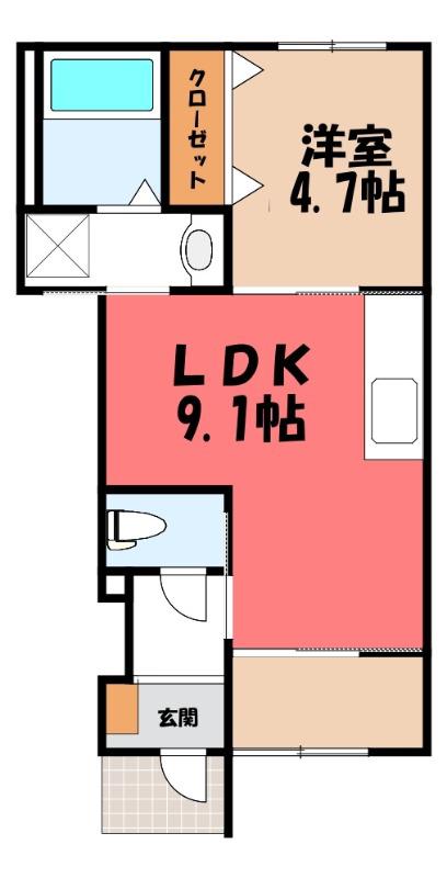 KURE HOUSE(1LDK/1階)の間取り写真