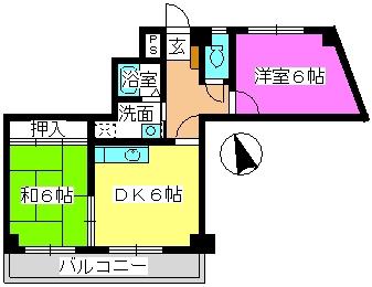 ドエル24(2DK/2階)の間取り写真