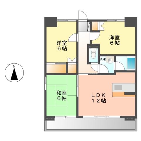 コンフォート上小田井(3LDK/6階)の間取り写真