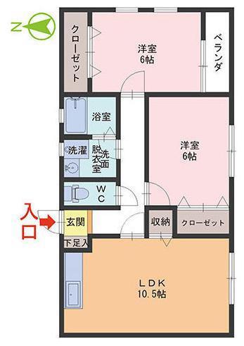サントネージュII(2LDK/2階)の間取り写真