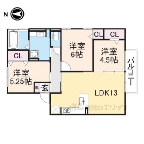 アプロディールハートⅢ(3LDK/2階)の間取り写真