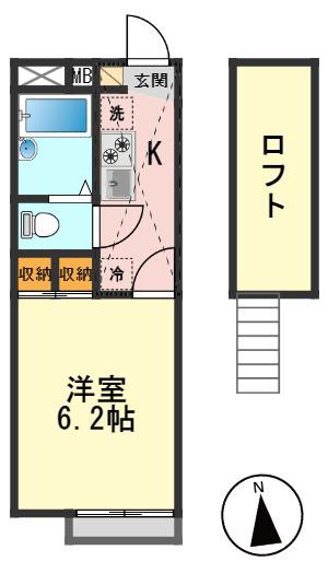 NATURA SHINKOIWA(1K/2階)の間取り写真