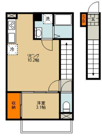 さいたま市大宮区宮町3丁目計画(1LDK/2階)の間取り写真