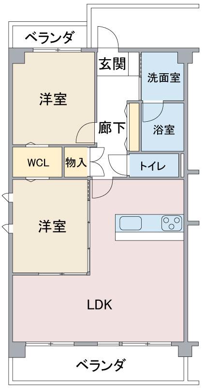 グランドール玉水(2LDK/1階)の間取り写真