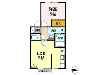 メゾンドール野添(1LDK/1階)の間取り写真