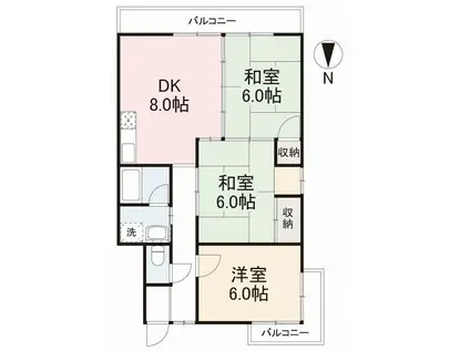 ハイム屋島(3DK/4階)の間取り写真