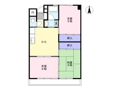 すがみハイツ2号棟(3DK/3階)の間取り写真